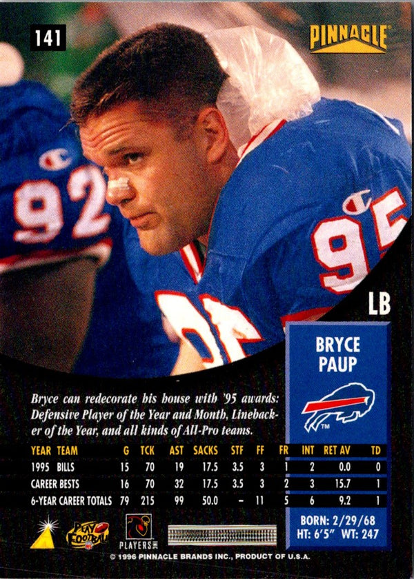 1996 Pinnacle Bryce Paup #141