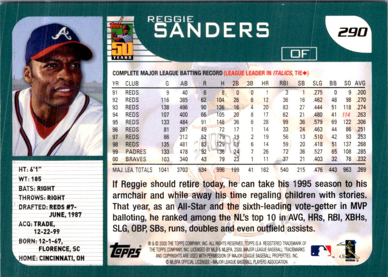 2001 Topps Reggie Sanders