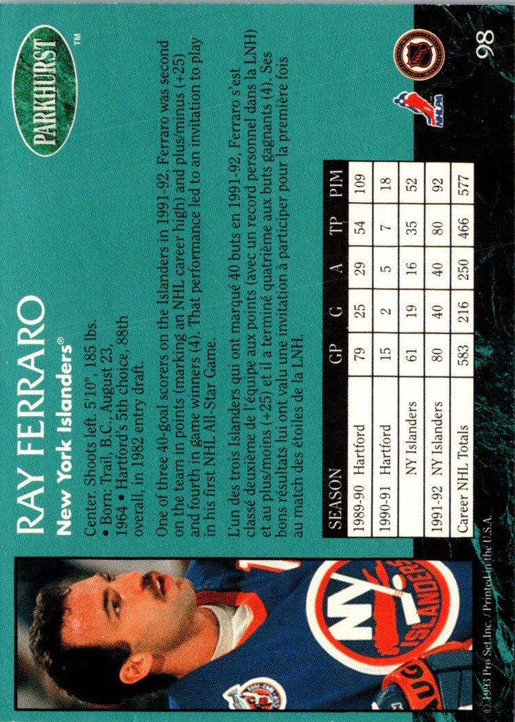 1992 Parkhurst Ray Ferraro