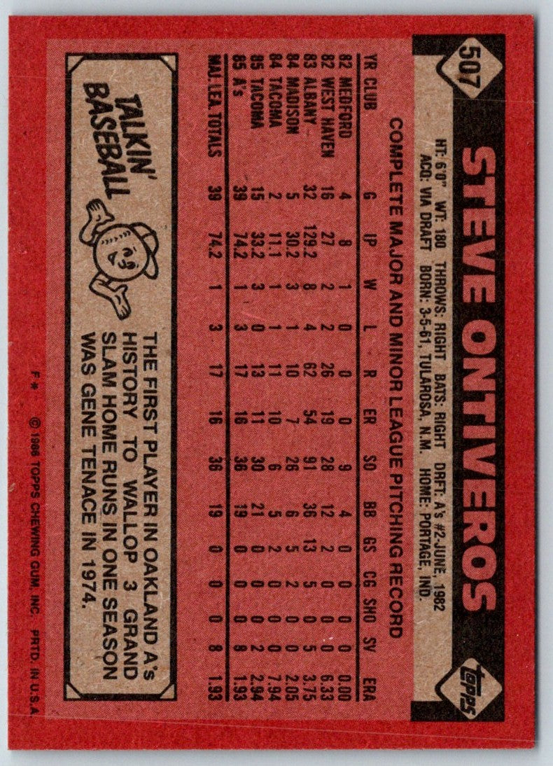 1986 Topps Steve Ontiveros