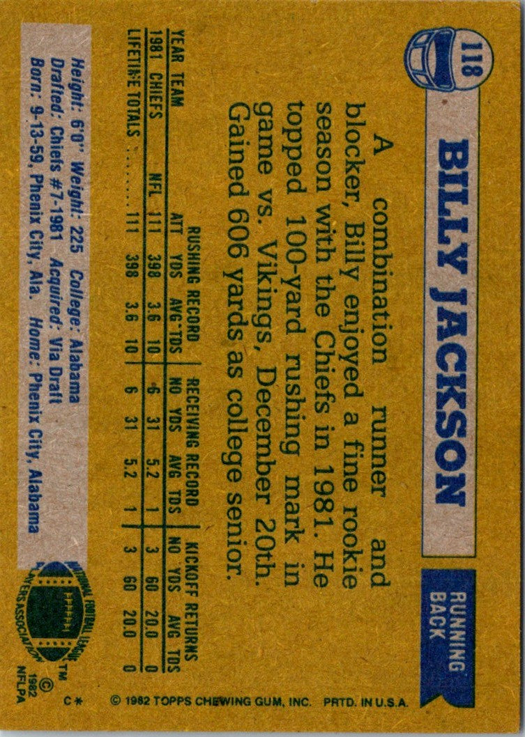 1982 Topps Billy Jackson