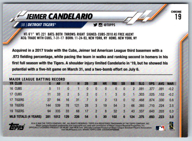 2020 Topps Chrome Jeimer Candelario