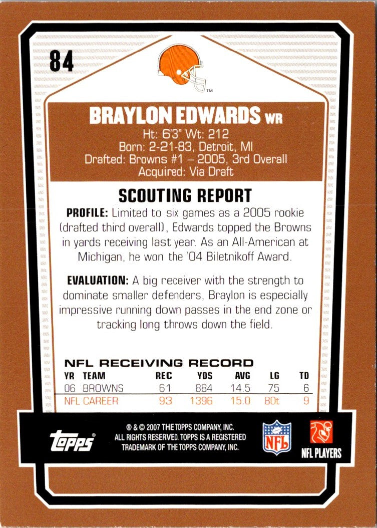 2007 Topps Draft Picks & Prospects Braylon Edwards