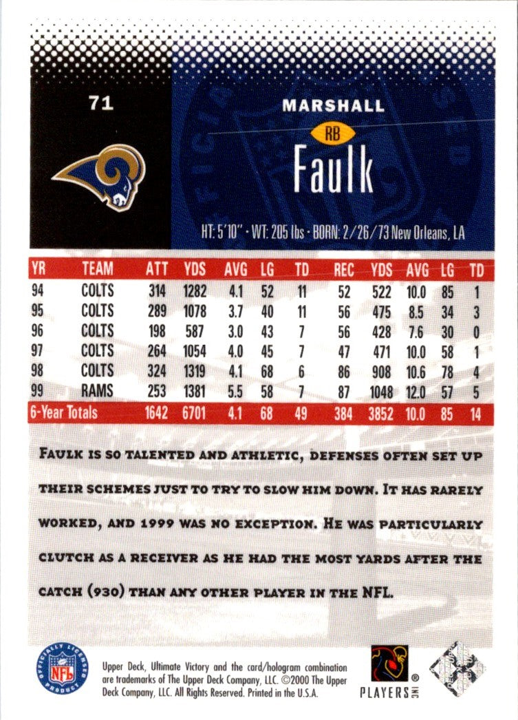 2000 Upper Deck Ultimate Victory Marshall Faulk