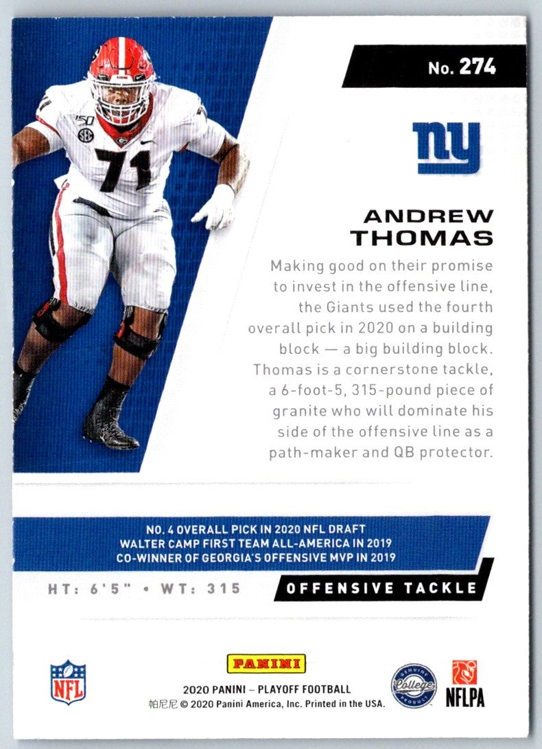 2020 Panini Contenders Playoff Ticket Andrew Thomas