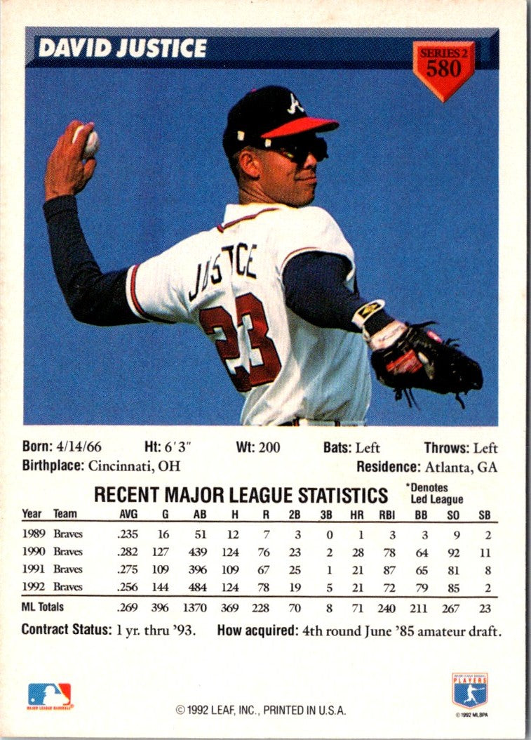 1993 Donruss David Justice