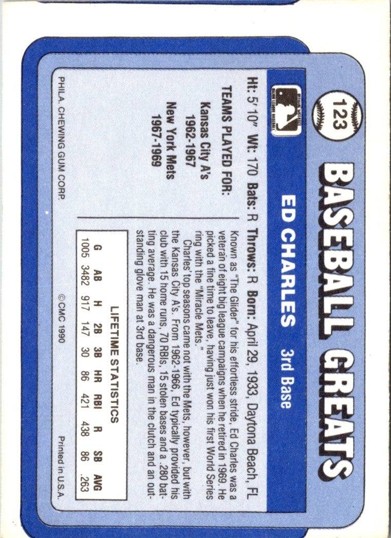 1990 Swell Baseball Greats Ed Charles