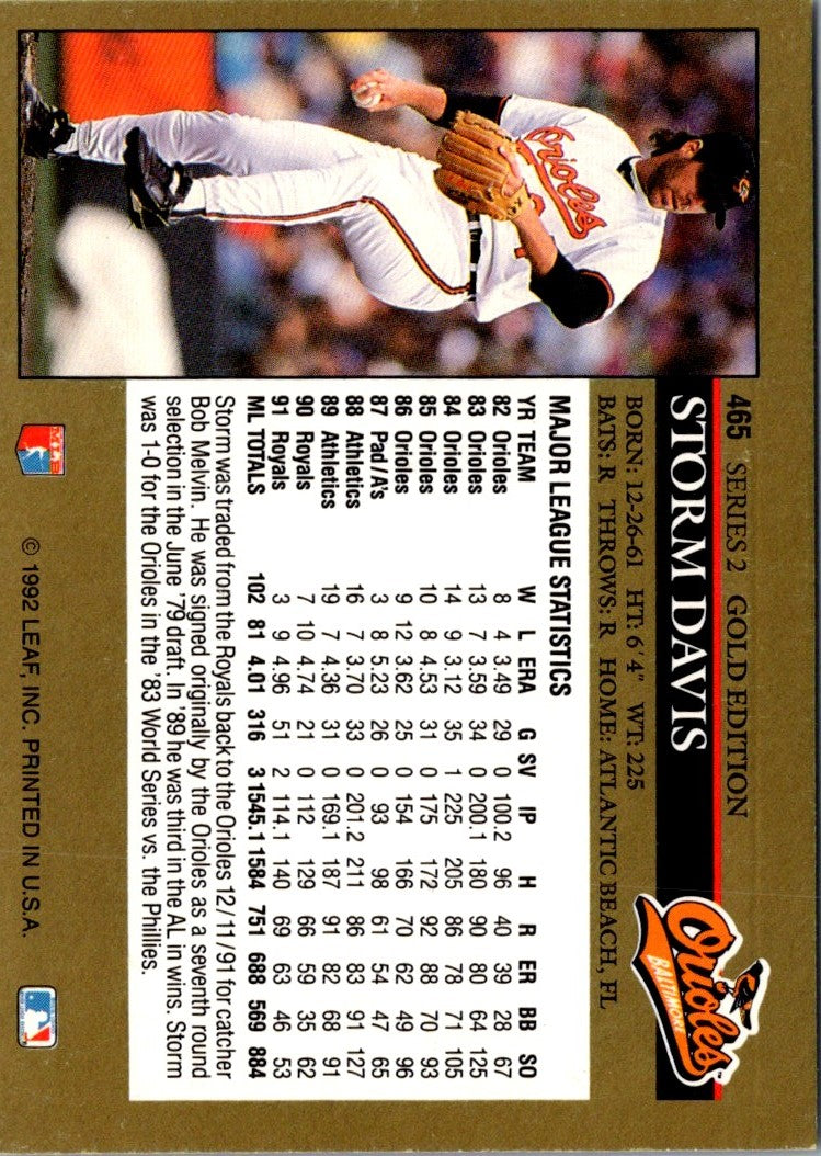 1992 Leaf Black Gold Storm Davis