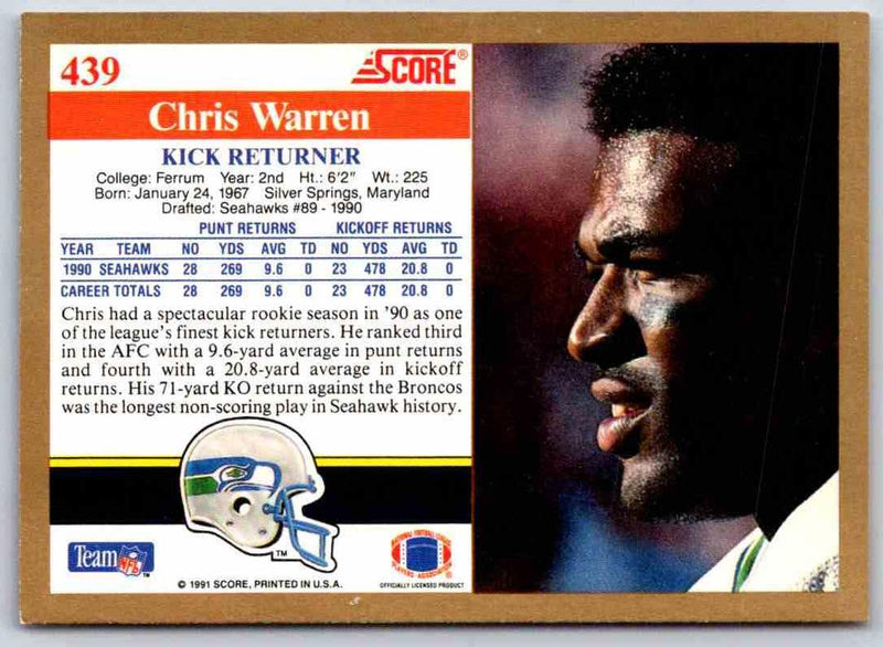 1991 Score Chris Warren