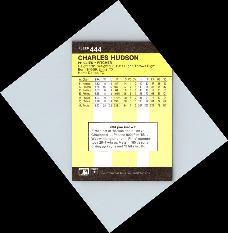 1986 Fleer Charles Hudson