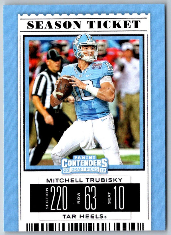 2019 Panini Contenders Draft Picks Collegiate Ticket Blue Foil Mitchell Trubisky #74