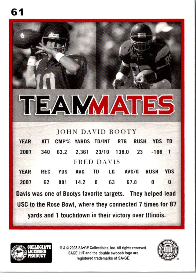 2008 SAGE HIT John David Booty/Fred Davis