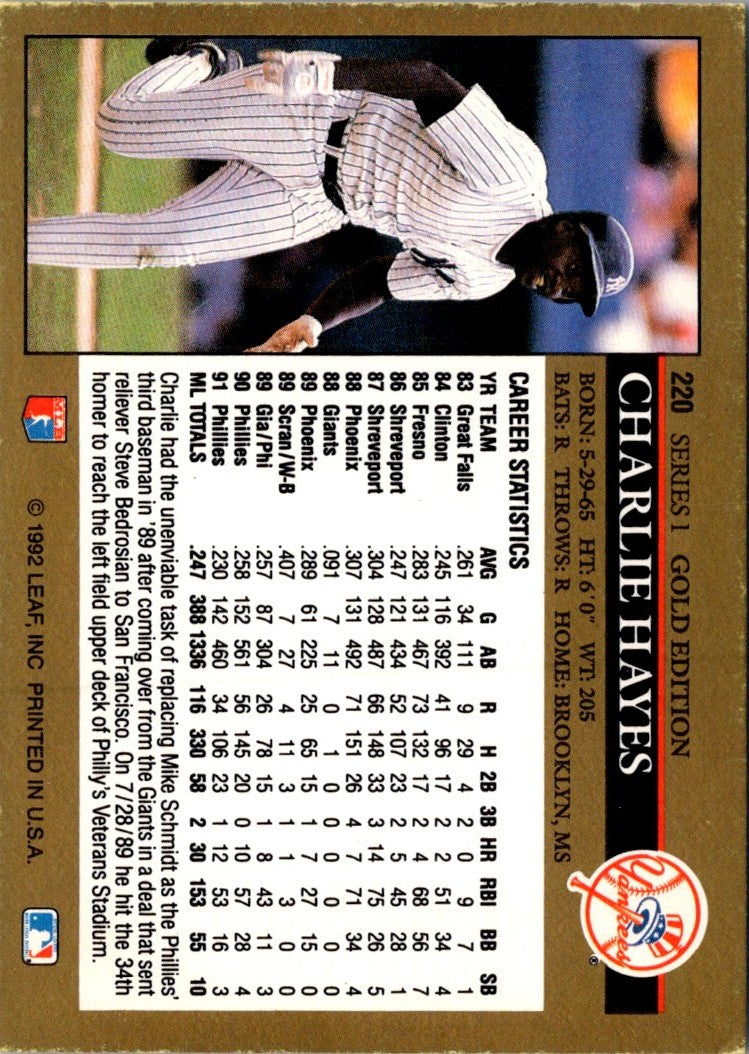 1992 Leaf Black Gold Charlie Hayes