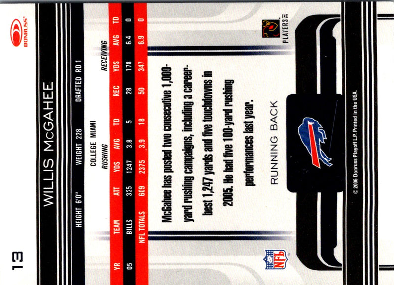2006 Donruss Gridiron Gear Willis McGahee
