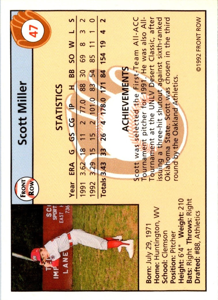 1992 Front Row Draft Picks Scott Miller