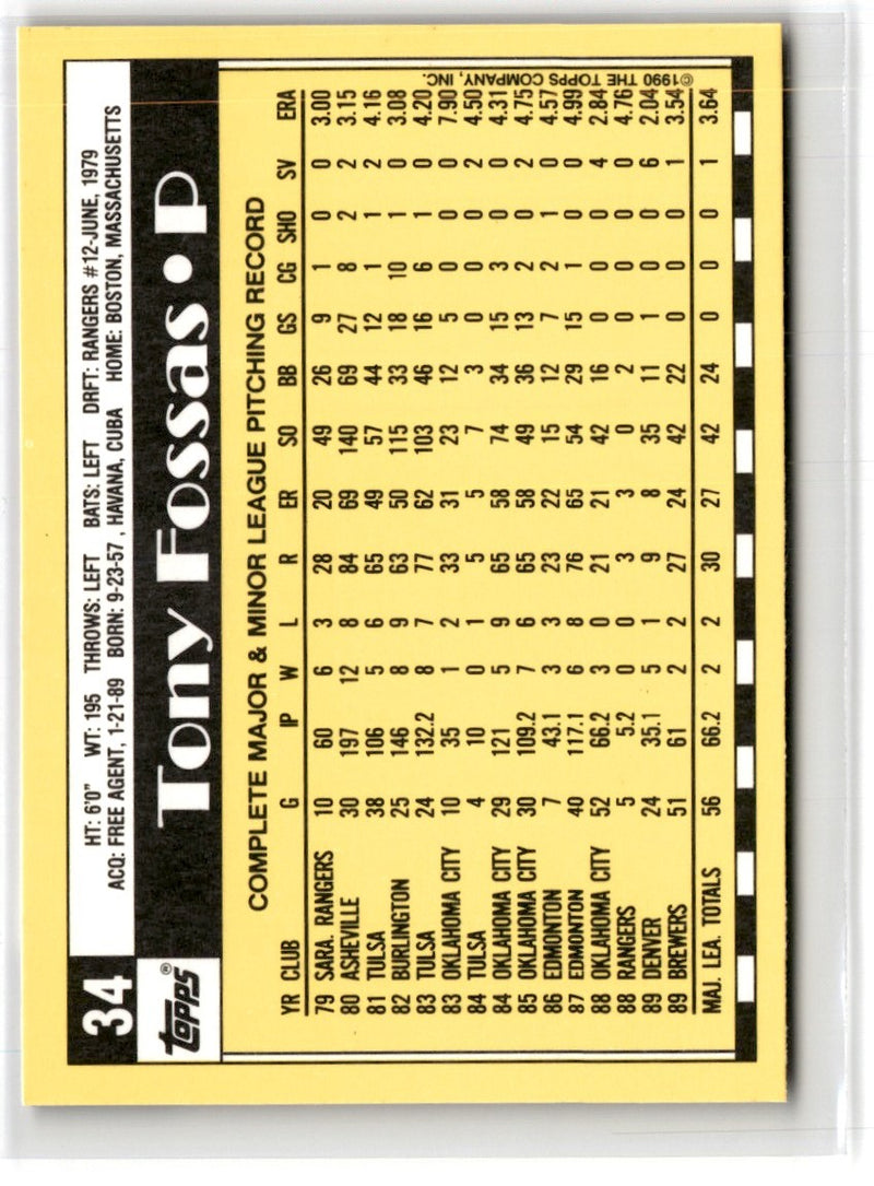 1990 Topps Tiffany Tony Fossas