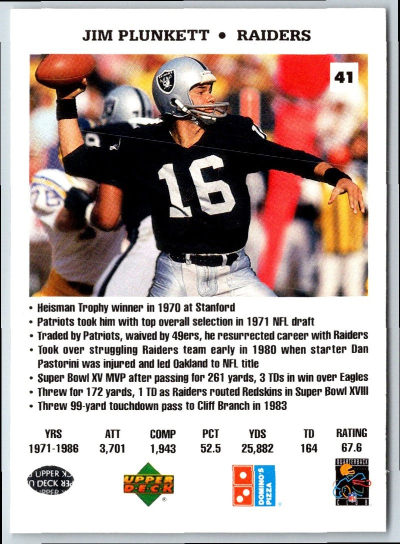 1991 Domino's The Quarterbacks Jim Plunkett