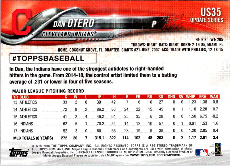 2018 Topps Update Dan Otero