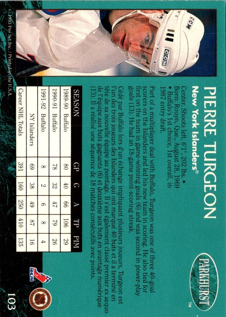 1992 Parkhurst Pierre Turgeon