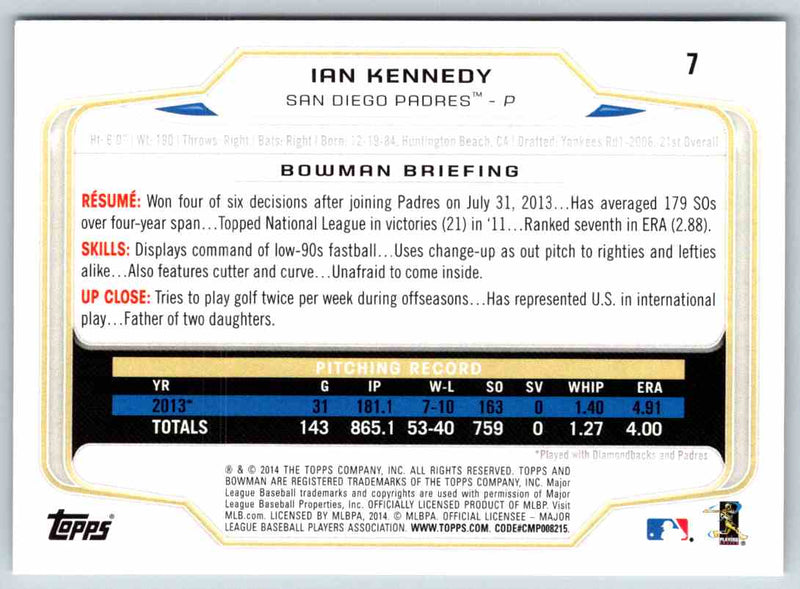 2014 Bowman Ian Kennedy