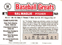 1989 Swell Baseball Greats Sal Maglie #99