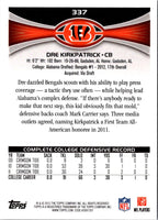 2012 Topps Dre Kirkpatrick #337 Rookie