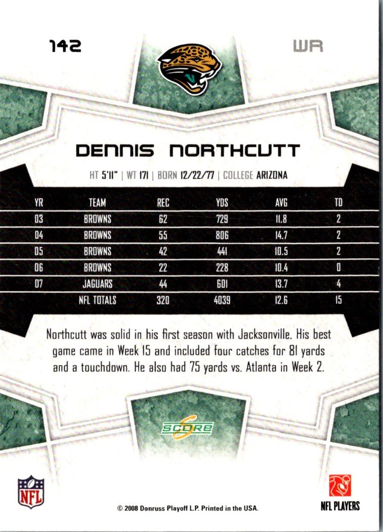 2008 Score Super Bowl XLIII Dennis Northcutt