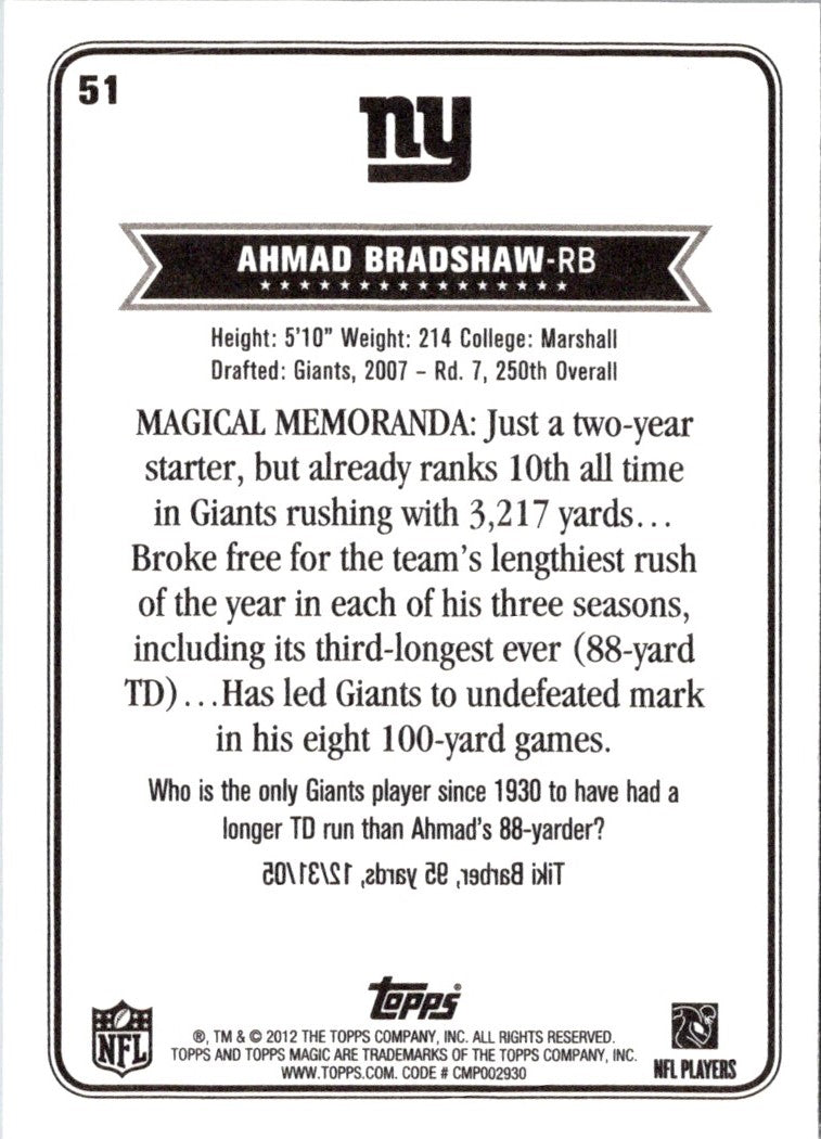 2012 Topps Magic Ahmad Bradshaw