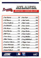 1994 Score Atlanta Braves #647