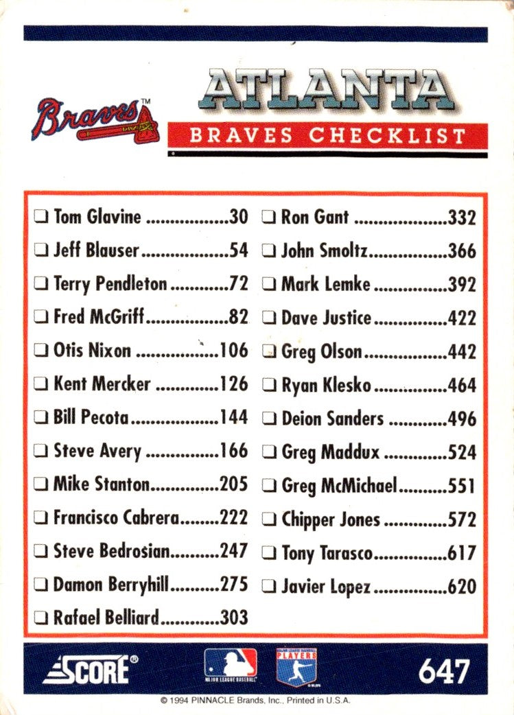 1994 Score Atlanta Braves