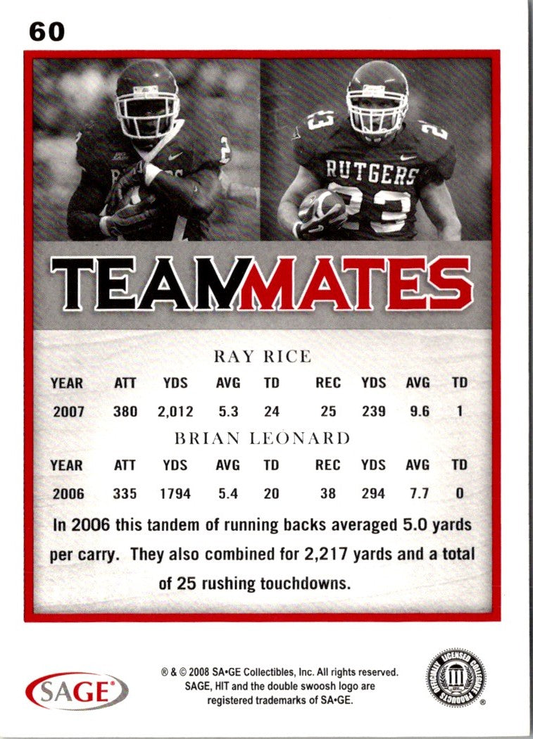 2008 SAGE HIT Ray Rice/Brian Leonard