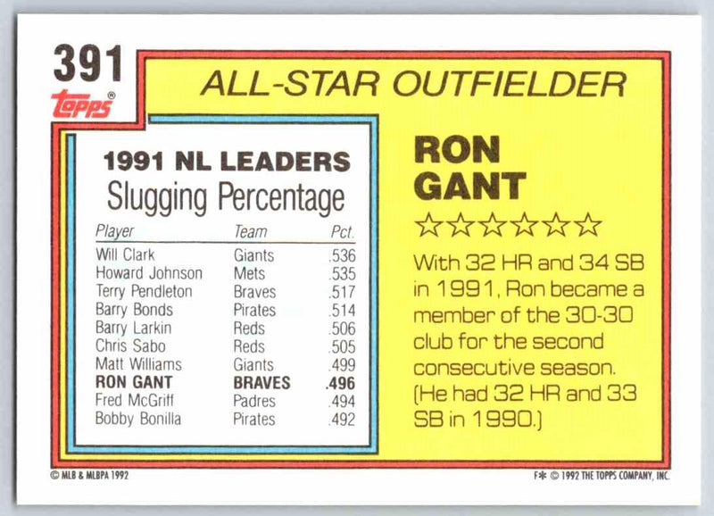 1992 Topps Ron Gant