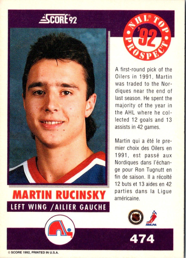 1992 Score Canadian Martin Rucinsky