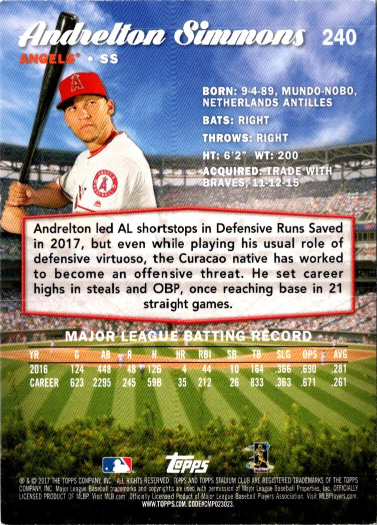 2017 Stadium Club Andrelton Simmons