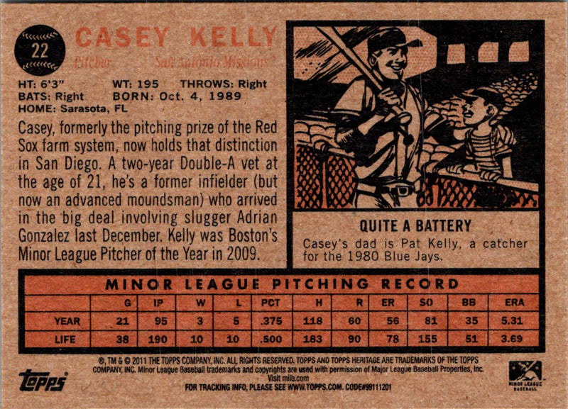 2011 Topps Heritage Minor League Casey Kelly