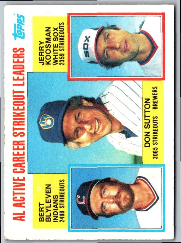 1984 Topps AL Active Career Strikeout Leaders - Don Sutton/Bert Blyleven/Jerry Koosman ACL #716