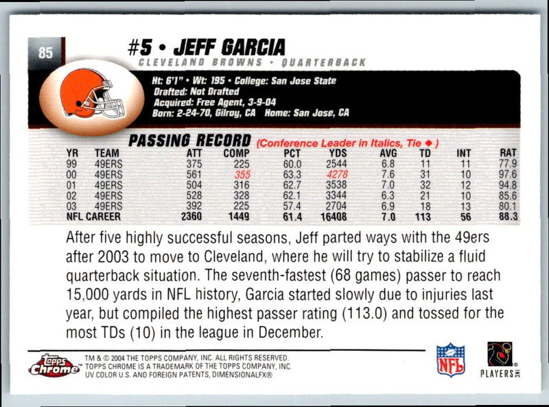 2004 Topps Chrome Jeff Garcia