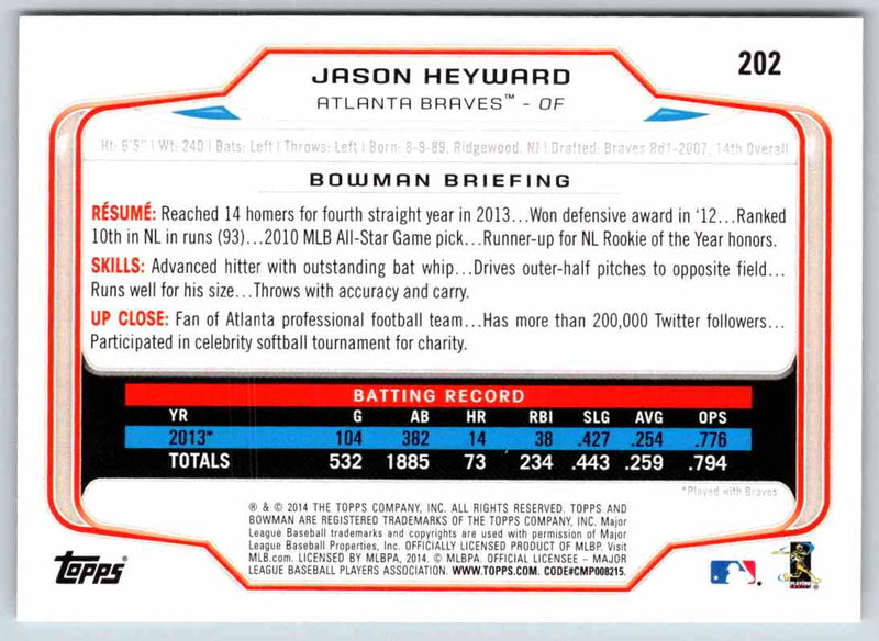 2014 Bowman Jason Heyward