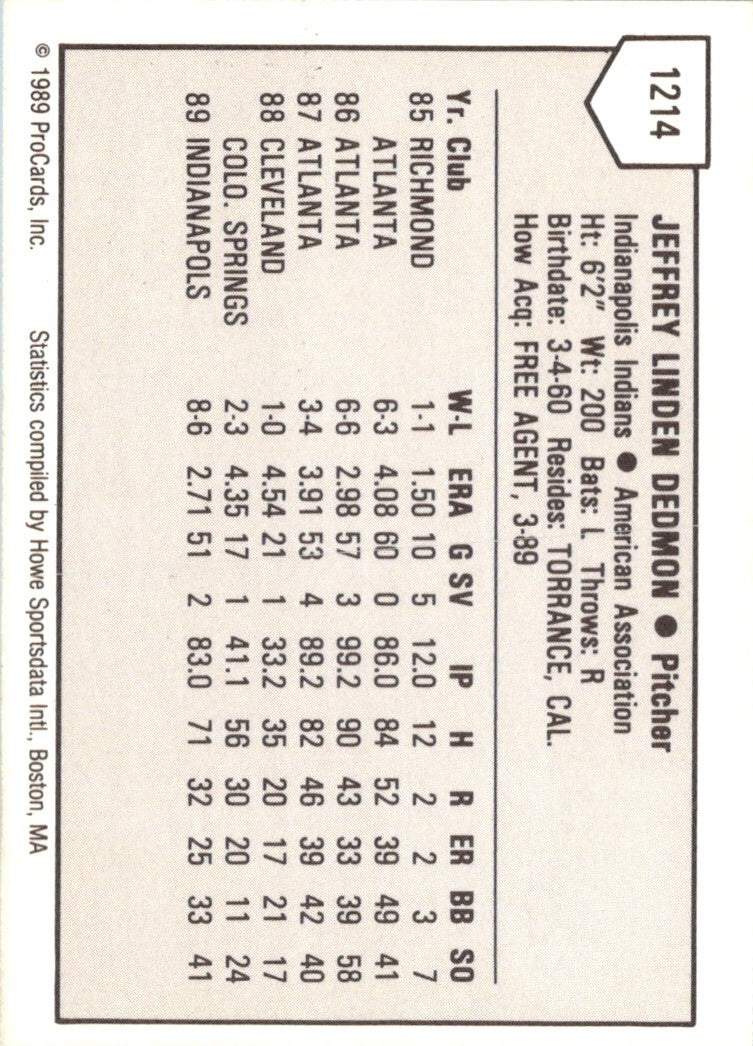 1989 ProCards Jeff Dedmon