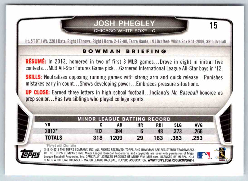 2013 Bowman Josh Phegley