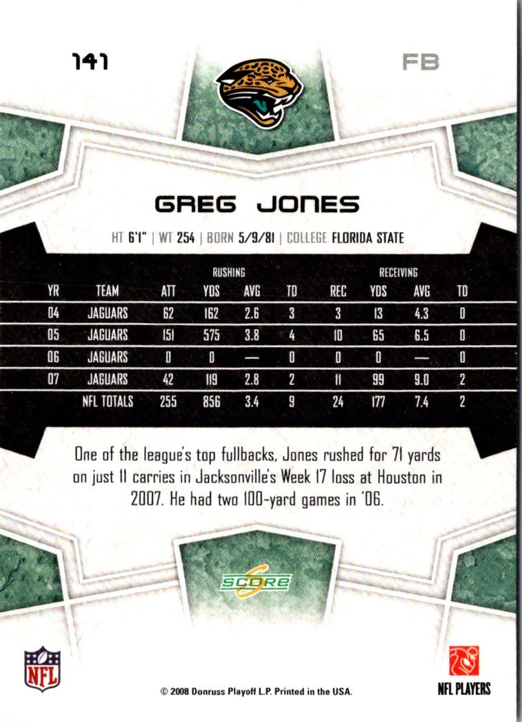 2008 Score Super Bowl XLIII Greg Jones