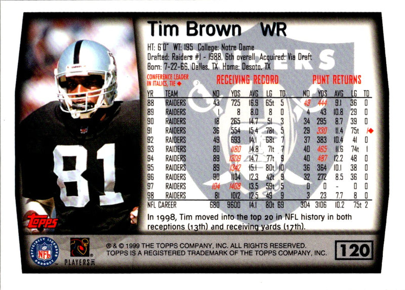 1999 Topps Tim Brown