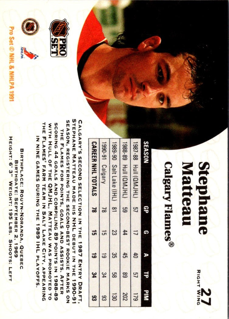 1991 Pro Set Stephane Matteau