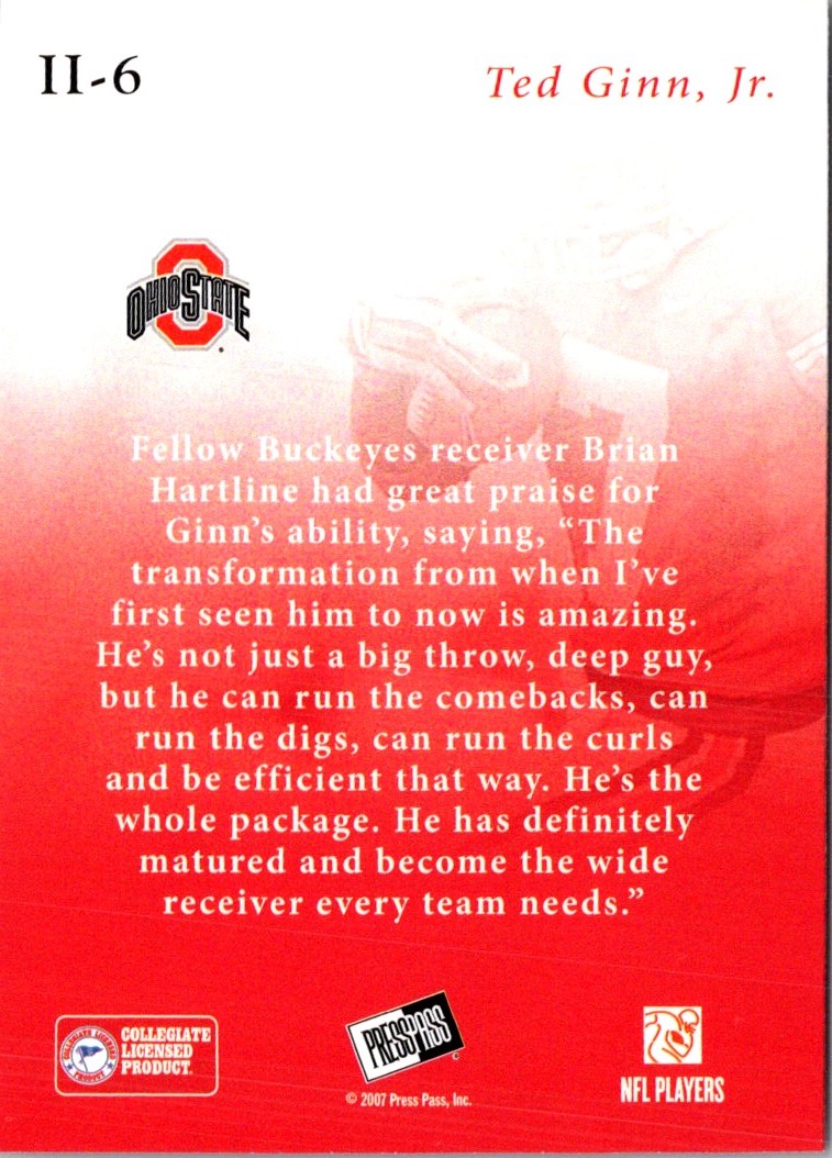 2007 Press Pass SE Insider Insight Ted Ginn Jr.
