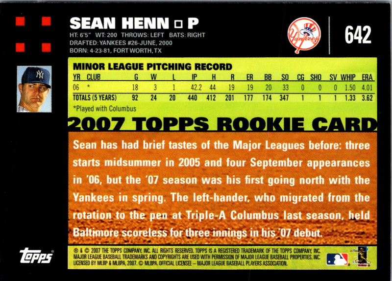 2007 Topps Sean Henn