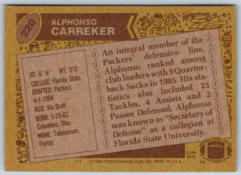 1986 Topps Alphonso Carreker