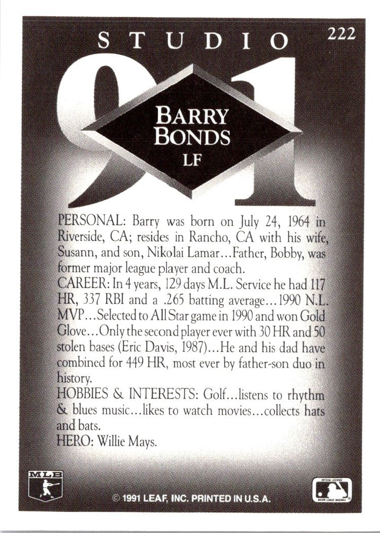 1991 Studio Barry Bonds