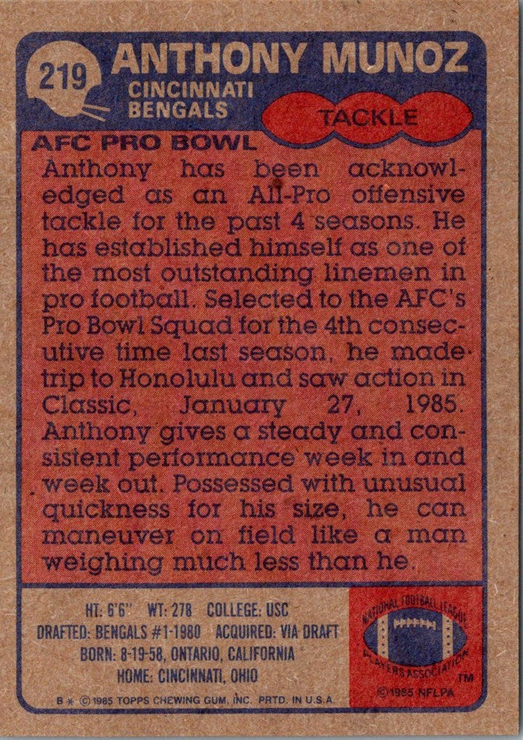 1985 Topps Anthony Munoz