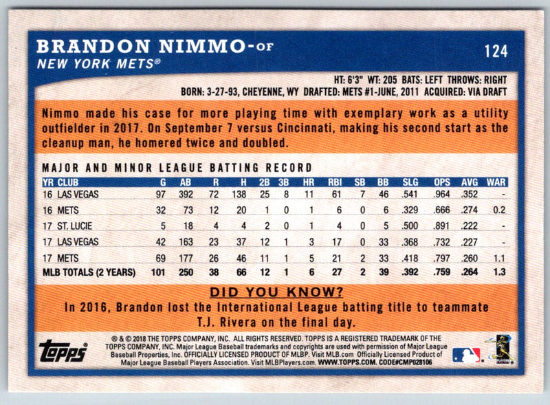 2018 Topps Big League Brandon Nimmo