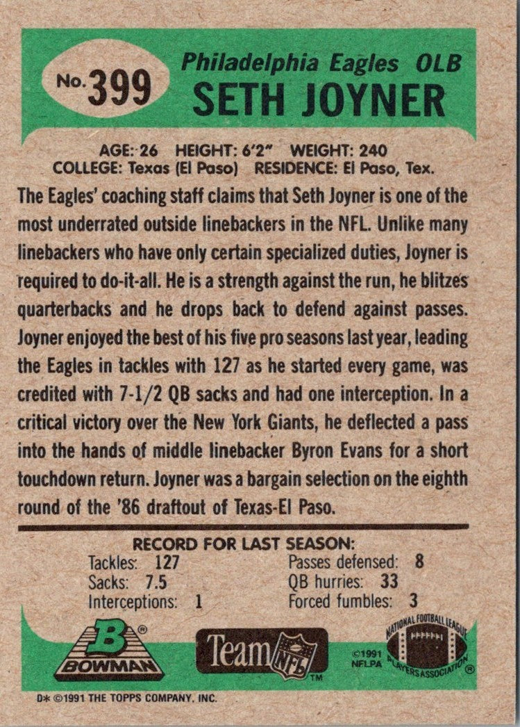 1991 Bowman Seth Joyner